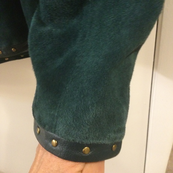 Linea by Louis Dell’Olio Suede Zip Jacket Green Embellished Studded XL - Picture 4 of 16